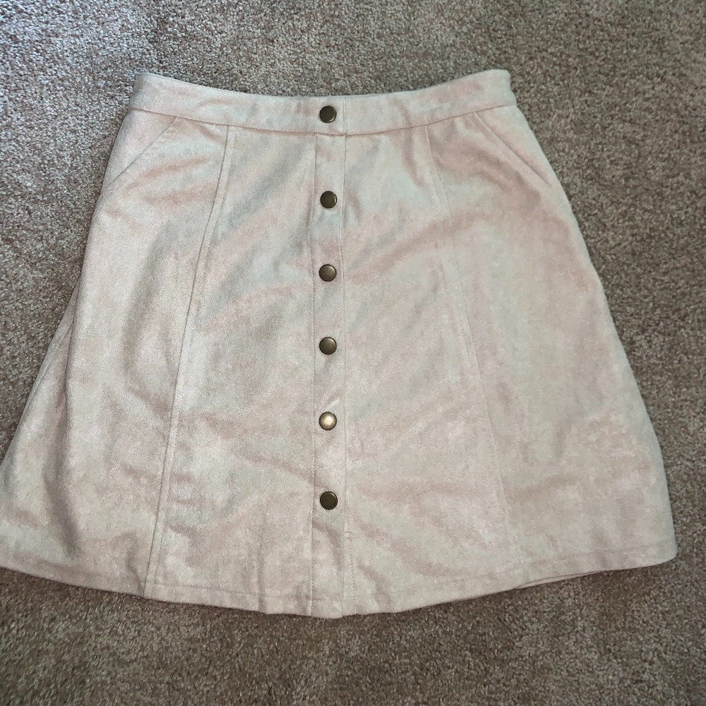 Tan Suede skirt with buttons
